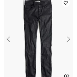 Madewell wax coated black skinny jeans